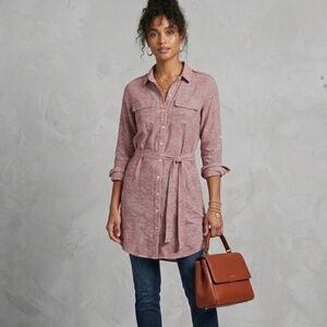 11.1 TYLHO Anthropologie Button Front Shirt Dress | Size | Neutral Print NWOT